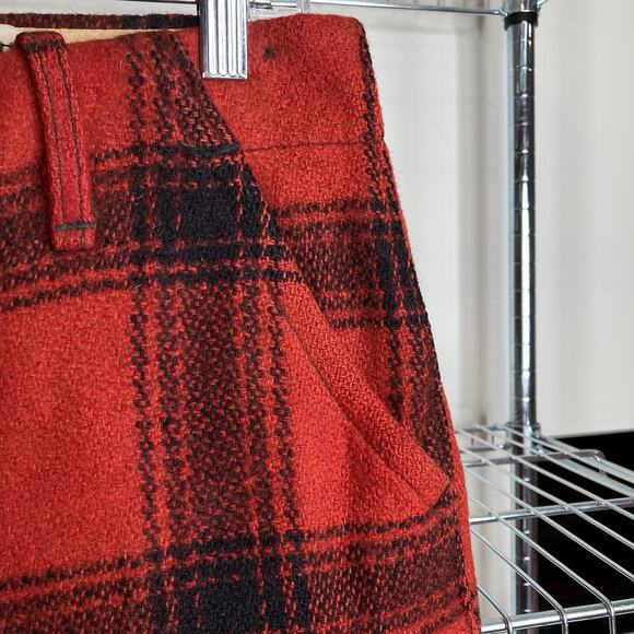 Vintage 50’s Sears JC Higgins Men’s Red Plaid Wool Hunting Knickers Est. Size 33 - Picture 7 of 11